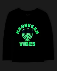 Baby And Toddler Boys Glow Hanukkah Vibes Graphic Tee