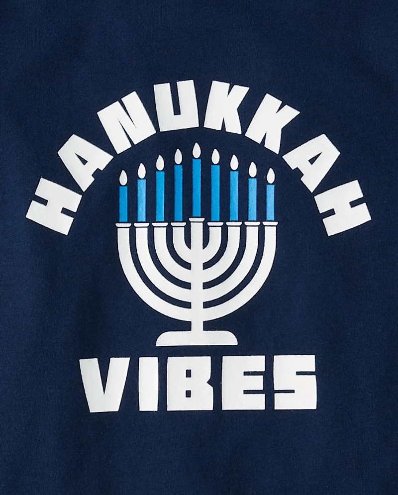 Baby And Toddler Boys Glow Hanukkah Vibes Graphic Tee