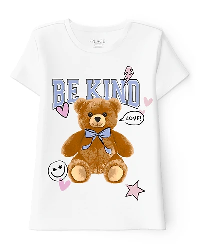 Girls Kind Teddy Bear Graphic Tee