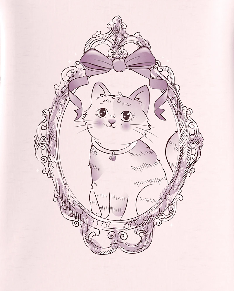 Girls Cat Mirror Graphic Tee