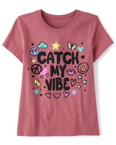 T-shirt graphique « Attrape mon ambiance » pour filles