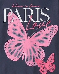 Girls Butterfly Paris Graphic Tee