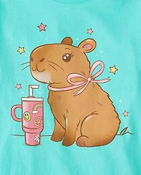 Girls Capybara Tumbler Graphic Tee