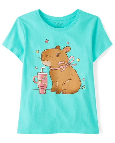 Girls Capybara Tumbler Graphic Tee