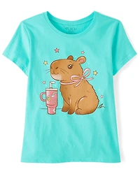 Girls Capybara Tumbler Graphic Tee