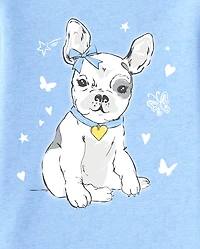 Girls Dog Butterflies Graphic Tee