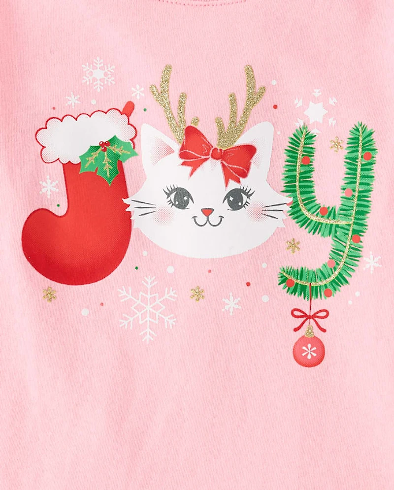 Baby And Toddler Girls Christmas Joy Graphic Tee