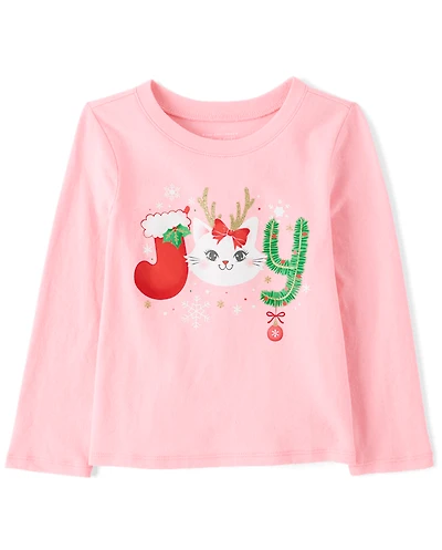 Baby And Toddler Girls Christmas Joy Graphic Tee