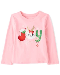 Baby And Toddler Girls Christmas Joy Graphic Tee