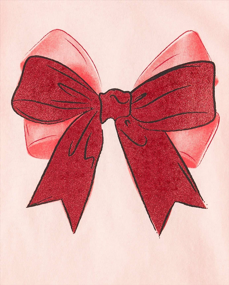 T-shirt graphique à nœud de Noël pour bébés et petites filles