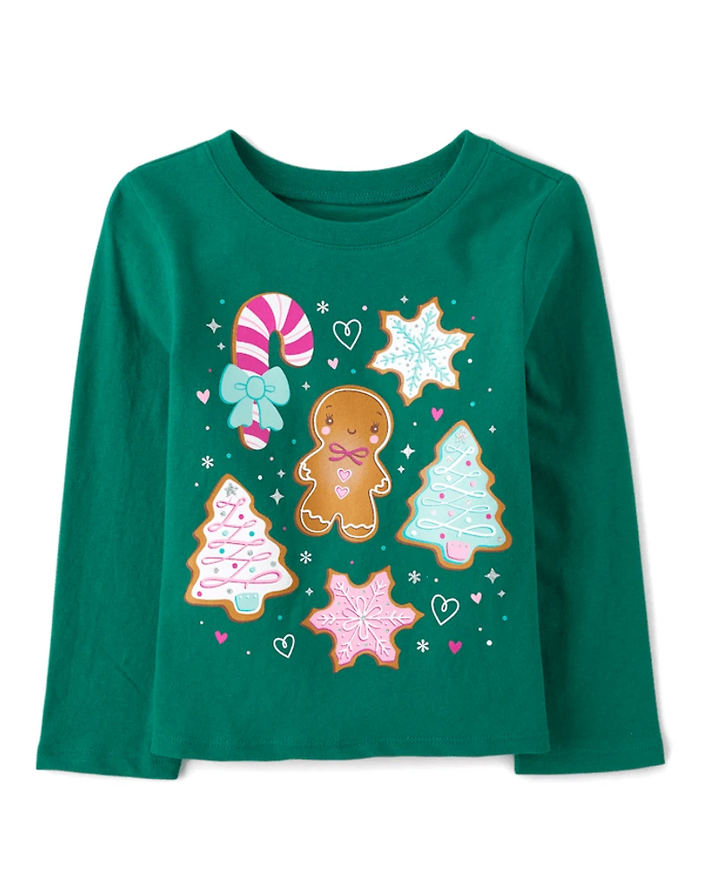 Baby And Toddler Girls Christmas Cookies Graphic Tee
