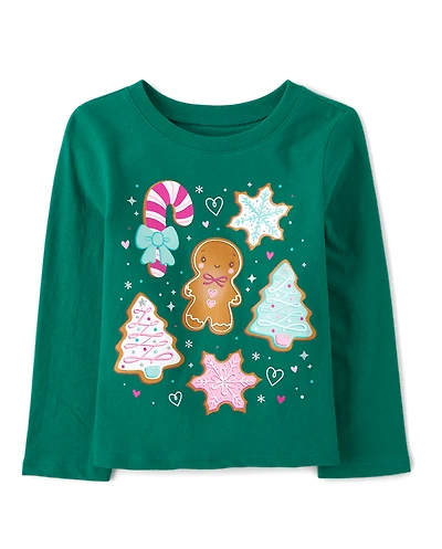 Baby And Toddler Girls Christmas Cookies Graphic Tee