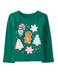 Baby And Toddler Girls Christmas Cookies Graphic Tee