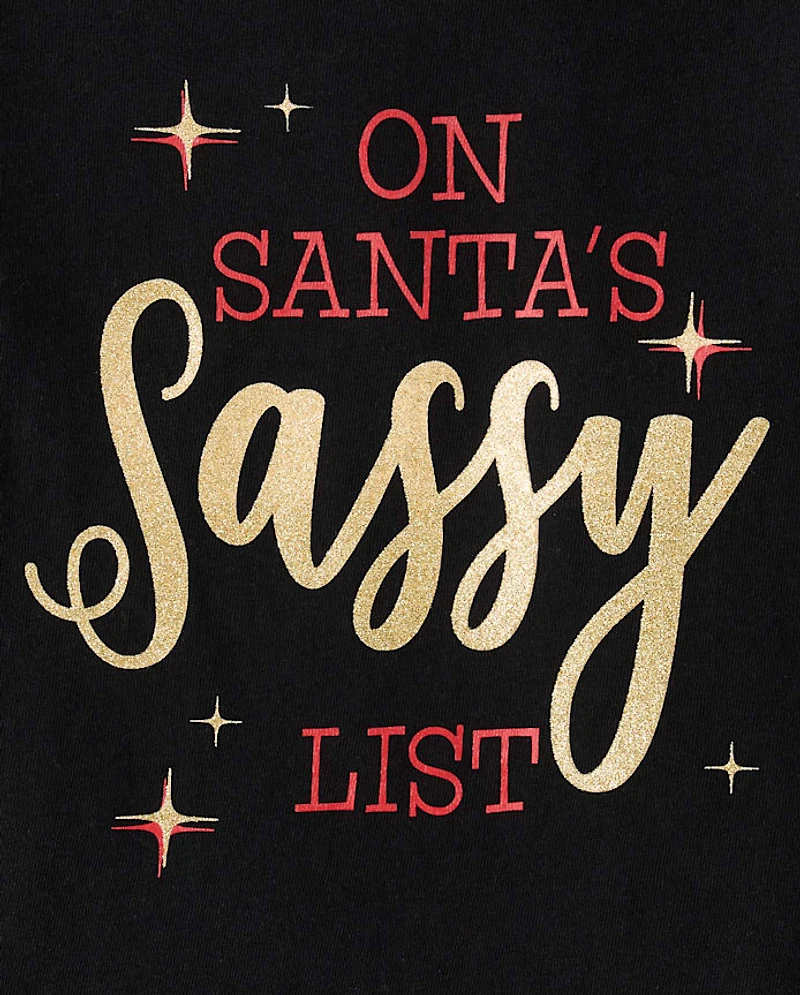 Baby And Toddler Girls Santa's Sassy List Graphic Tee