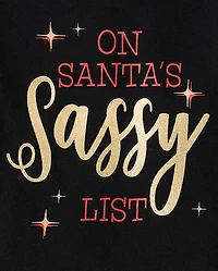 Baby And Toddler Girls Santa's Sassy List Graphic Tee
