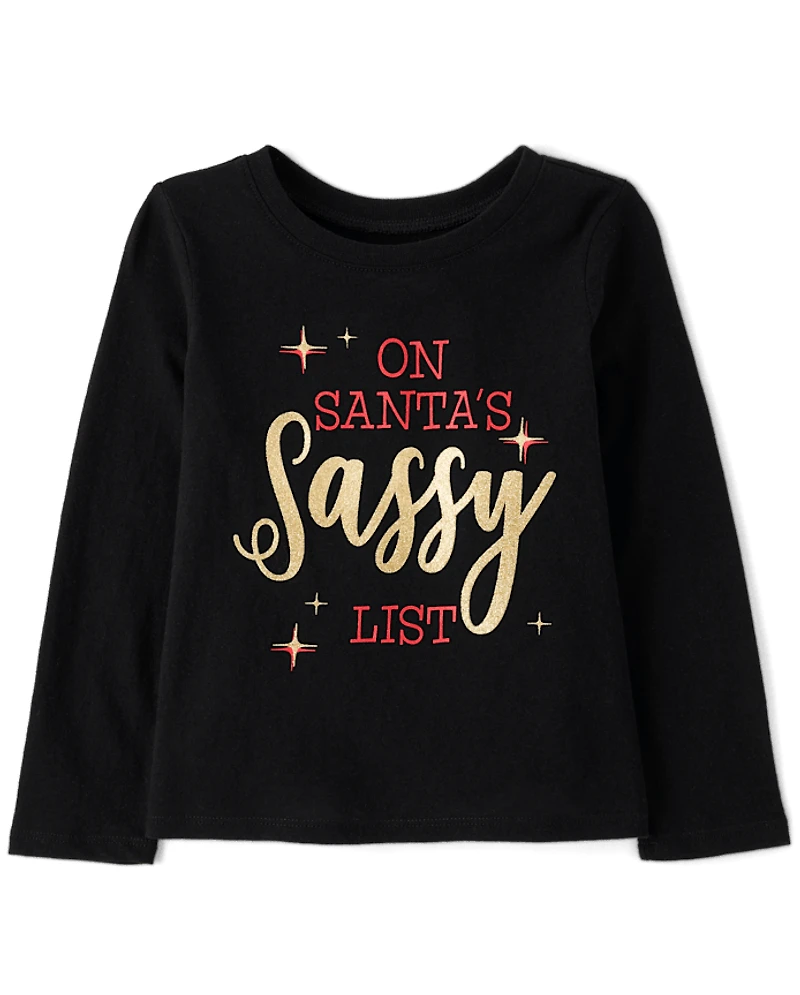 Baby And Toddler Girls Santa's Sassy List Graphic Tee