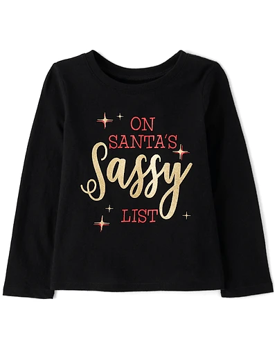 Baby And Toddler Girls Santa's Sassy List Graphic Tee