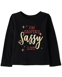 Baby And Toddler Girls Santa's Sassy List Graphic Tee