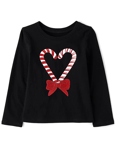 Baby And Toddler Girls Christmas Candy Canes Graphic Tee