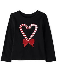 Baby And Toddler Girls Christmas Candy Canes Graphic Tee