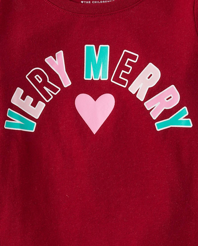 Baby And Toddler Girls Very Merry Christmas Graphic Tee