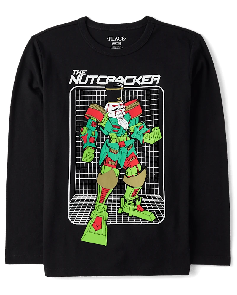 Boys Christmas Robot Nutcracker Graphic Tee