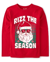 Boys Christmas Rizz The Season Graphic Tee