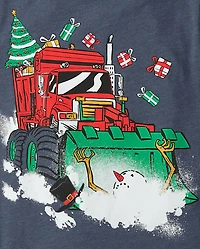 Boys Christmas Snowman Truck Graphic Tee