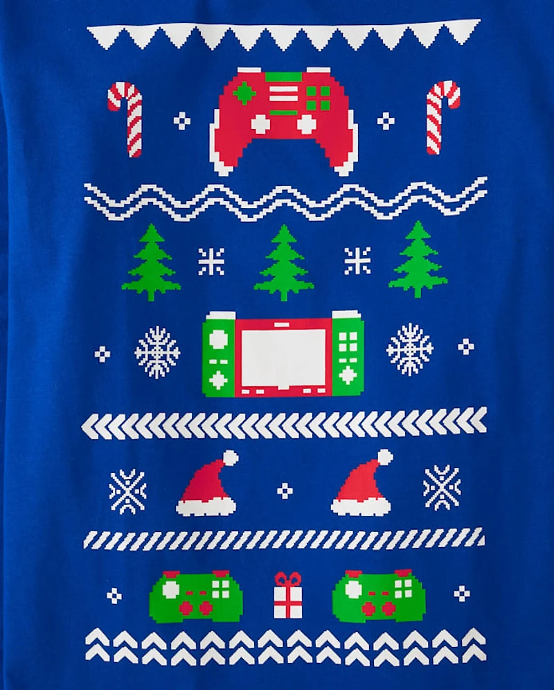 T-shirt graphique de Noël pour garçon avec manette jeu
