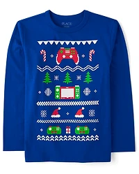 T-shirt graphique de Noël pour garçon avec manette jeu