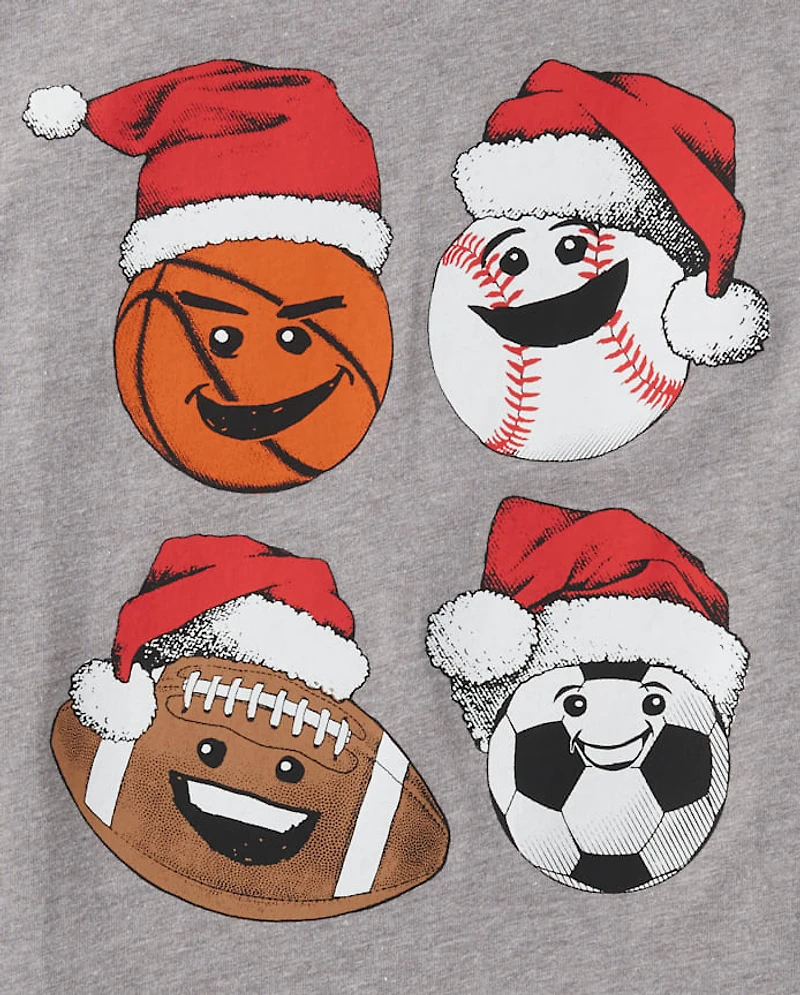 Boys Christmas Sports Balls Graphic Tee
