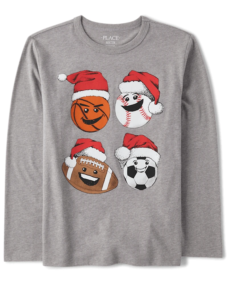 Boys Christmas Sports Balls Graphic Tee
