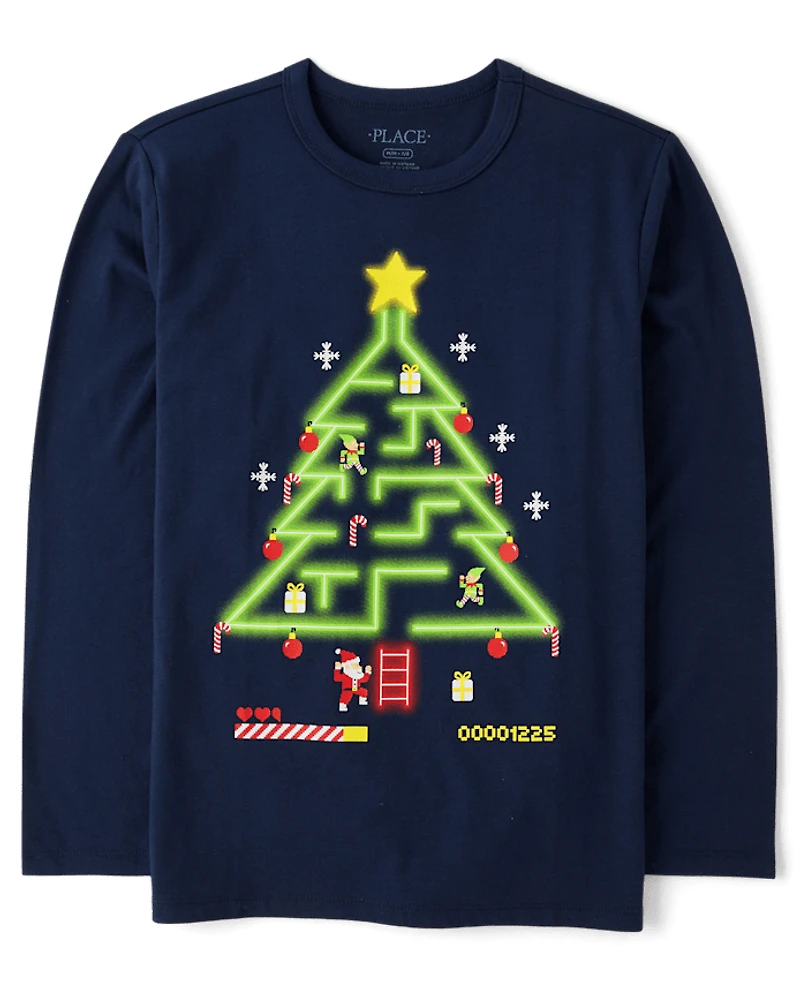 Boys Christmas Gaming Tree Graphic Tee