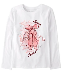 T-shirt graphique pour filles avec chaussures de ballet