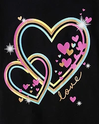 Girls Neon Hearts Graphic Tee