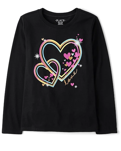 Girls Neon Hearts Graphic Tee