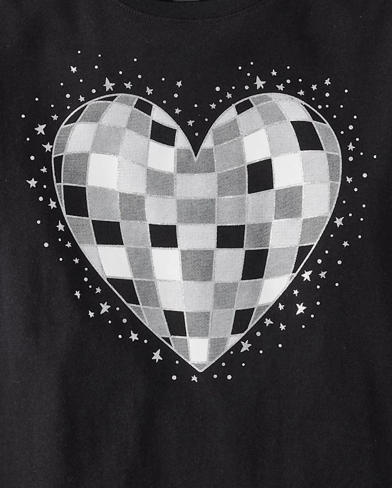 Girls Disco Heart Graphic Tee