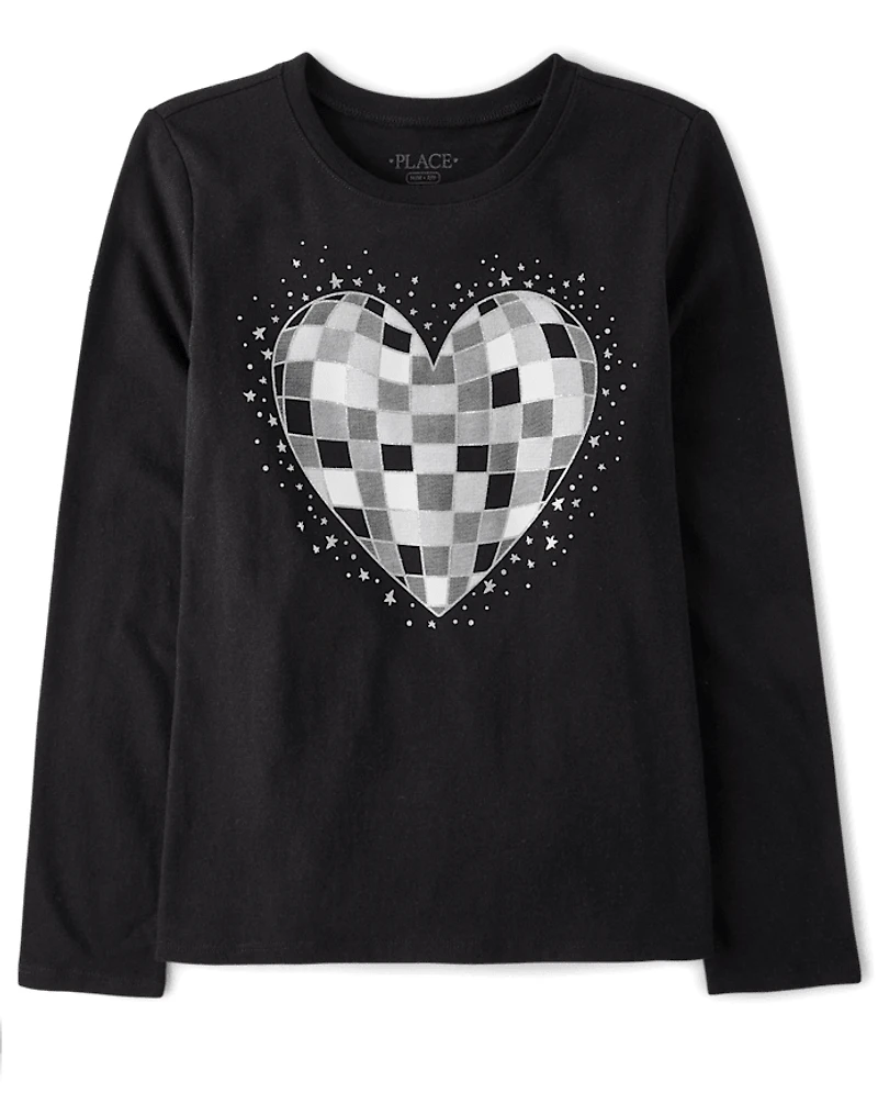 Girls Disco Heart Graphic Tee