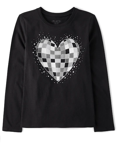 Girls Disco Heart Graphic Tee