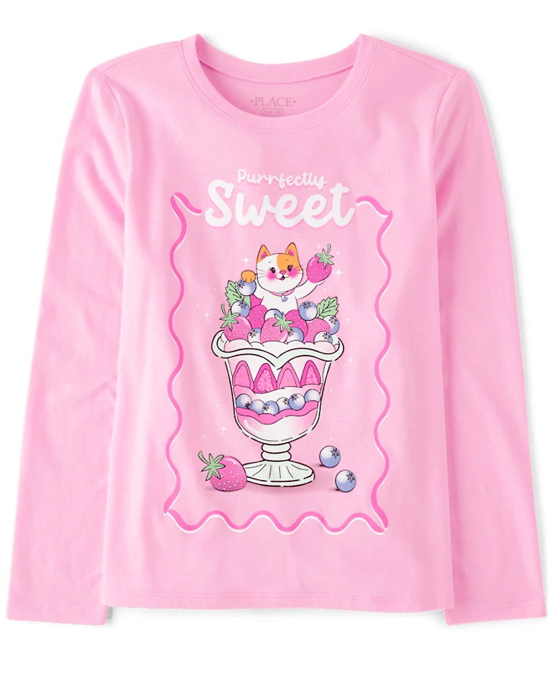 T-shirt graphique Sweet Cat pour filles