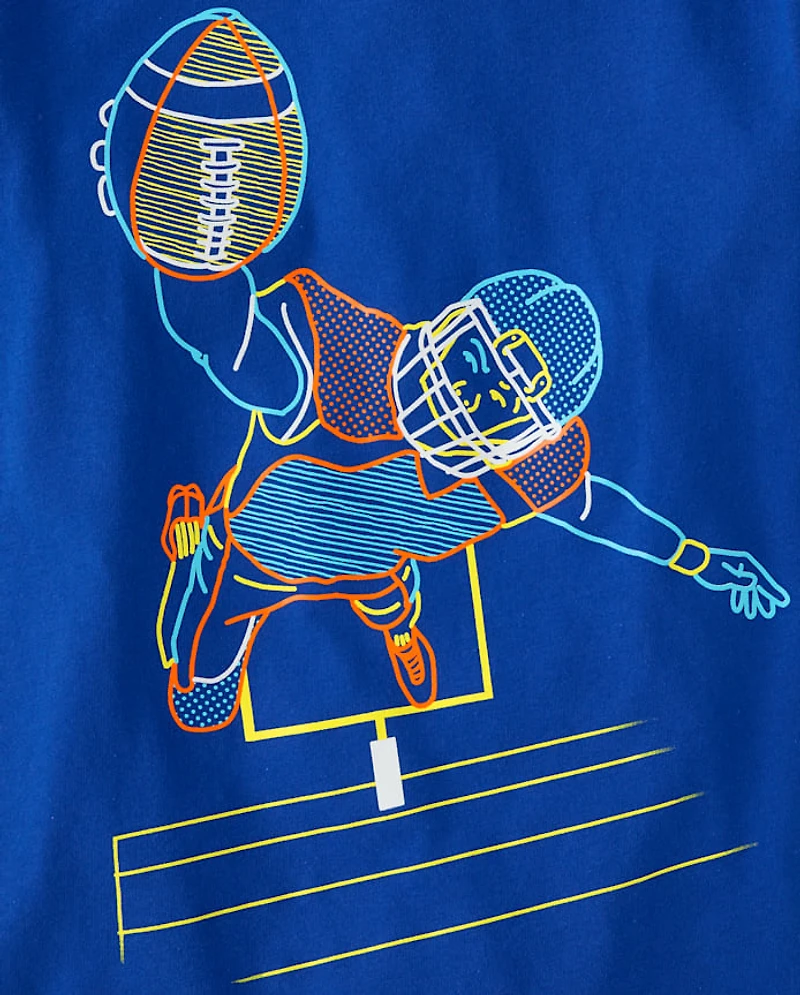Boys Football Player Graphic Tee