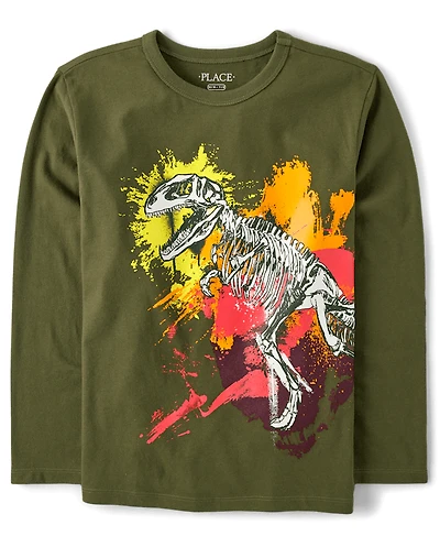 T-shirt graphique à éclaboussures de dinosaures pour garçon