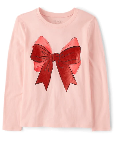 Girls Christmas Bow Graphic Tee