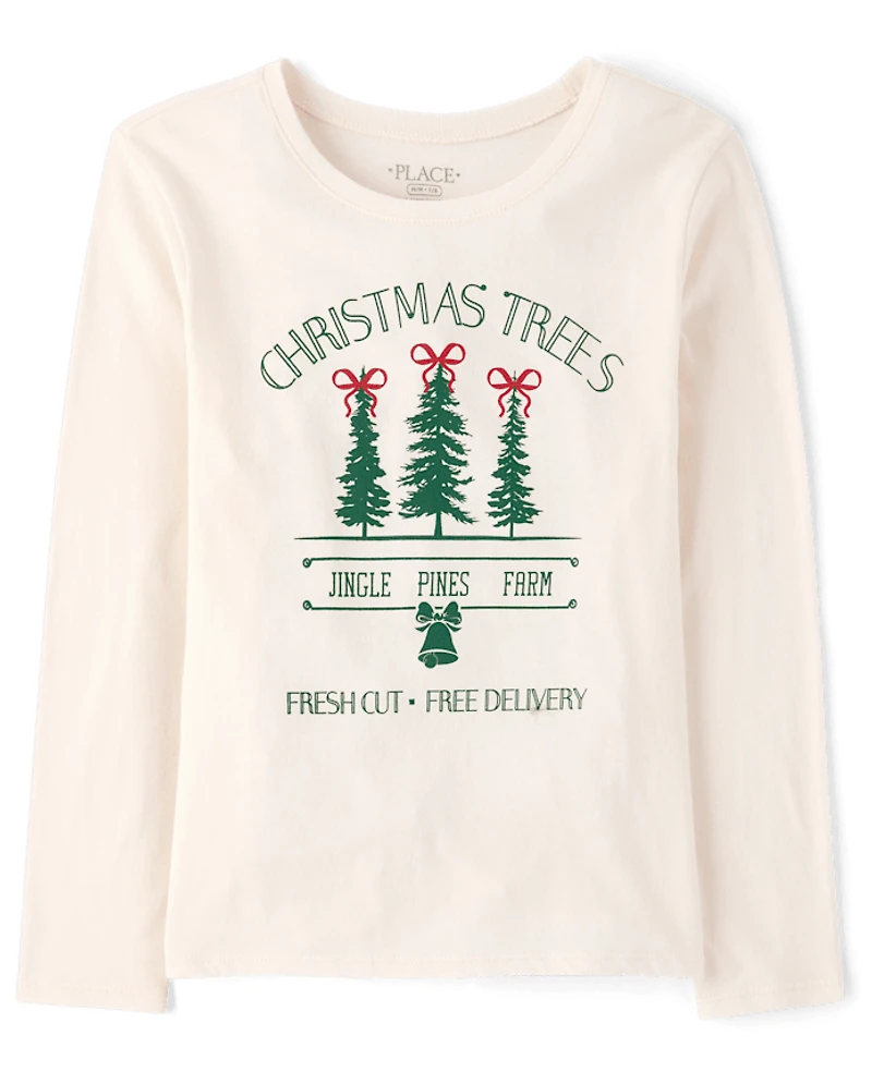 Girls Christmas Trees Graphic Tee