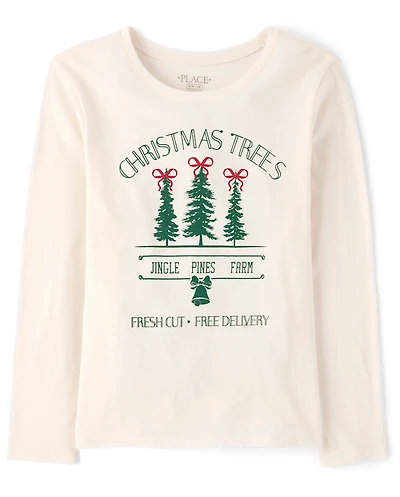Girls Christmas Trees Graphic Tee