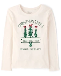 Girls Christmas Trees Graphic Tee