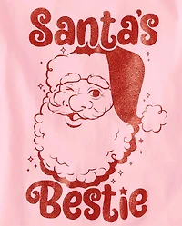 Girls Christmas Santa's Bestie Graphic Tee