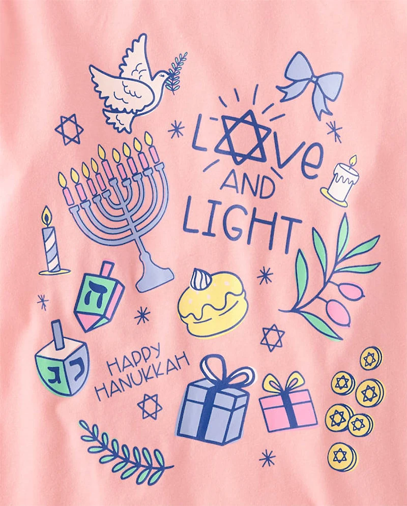 Girls Hanukkah Doodles Graphic Tee