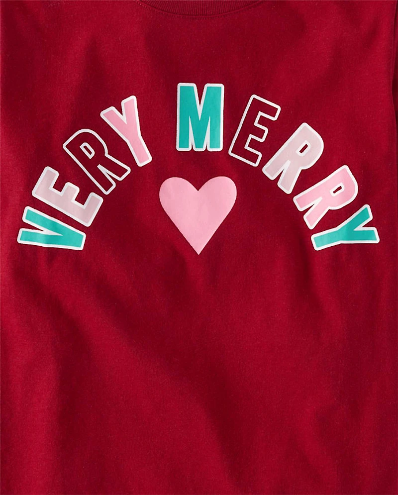 Girls Very Merry Christmas Graphic Tee