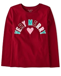 Girls Very Merry Christmas Graphic Tee